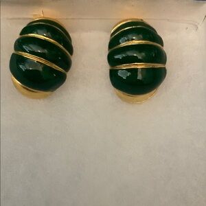 Elegant Green and Gold Earrings